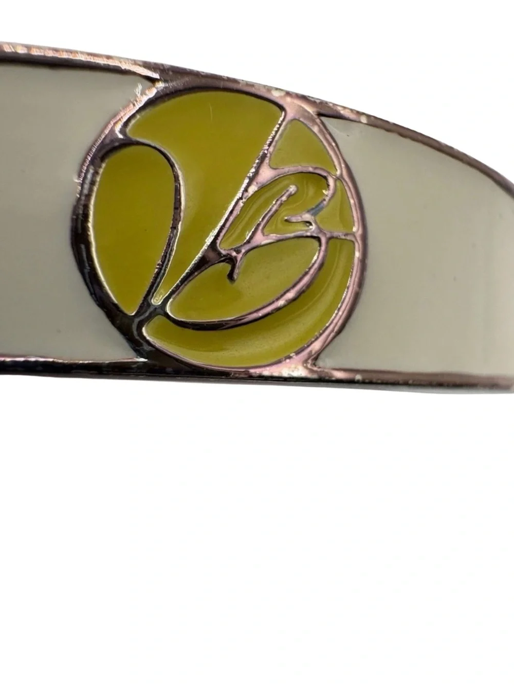 Vera Bradley Enamel Hinged Bangle Bracelet Sunshine Floral White Yellow Black